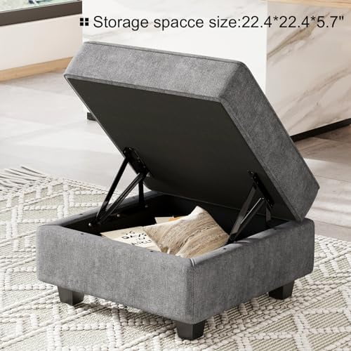 Belffin Fabric Modular Sectional Sofa Storage Ottoman Module Couch Side Sectional Free Configuration Ottoman Dark Grey