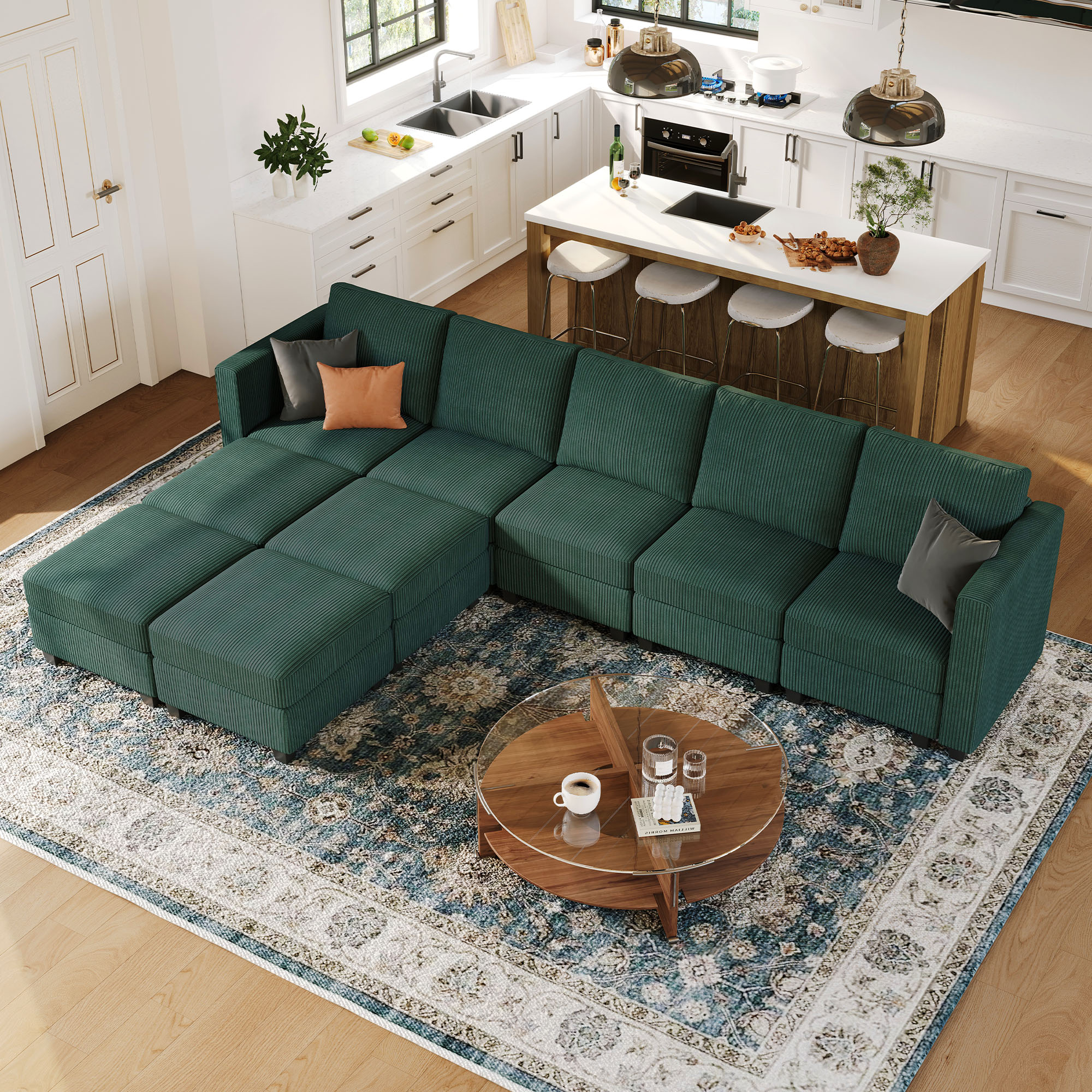 PINGCNG Cozy Black Sectional Sofa Bed with Reclining Function for