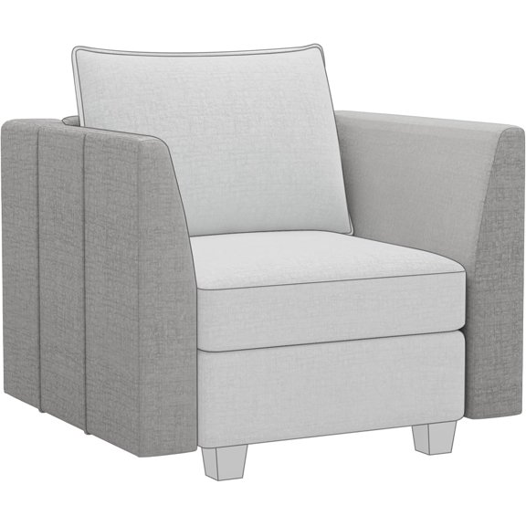 Belffin Modular Sectional Sofa Armrest Module for Chenille Modular Couch, Pair of Armrests, Light Grey