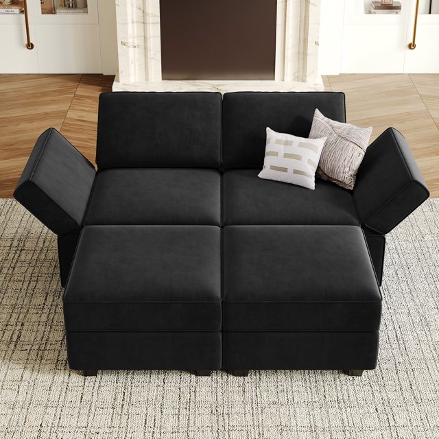 Belffin Reclining Storage Modular Sectional Sofa with Ottoman Velvet