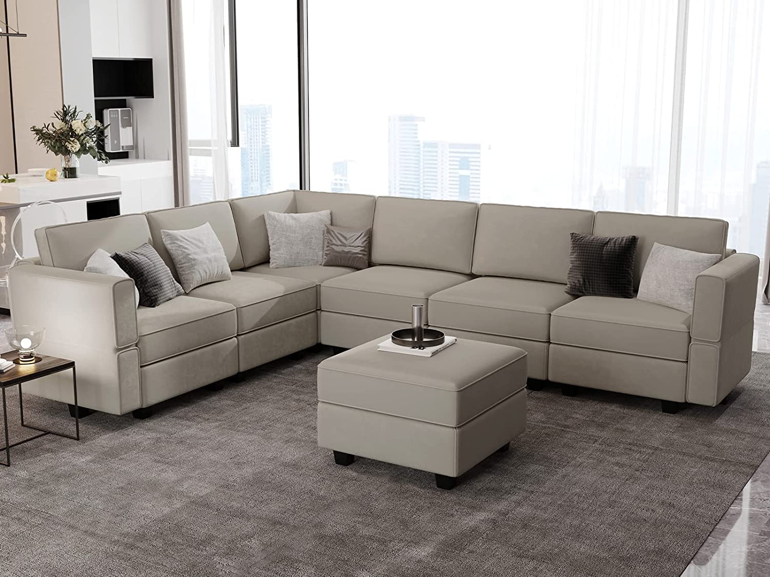 Belffin Modular Sectional Sofa Couch with Ottoman L Shape Corner Couch