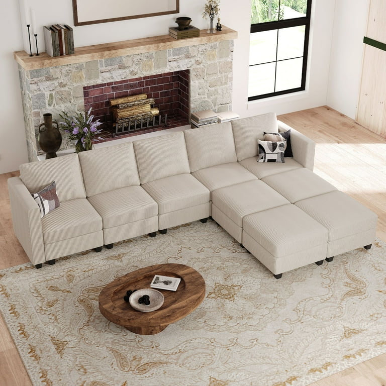 Belffin Oversized Modular L Shape Sofa with Storage Big Comfy Couch for Living Room 9 Seats Beige Walmart
