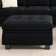 thumbnail image 1 of Belffin Rectangular Velvet Ottoman with Storage, Tufted Design, Black, 1 of 6