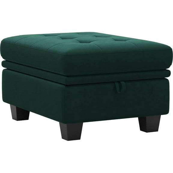 Belffin Small Storage Ottoman Module for Modular Sectional Sofa Green