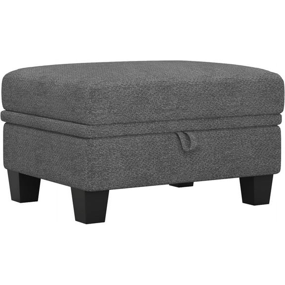 Belffin Standard Ottoman with Storage for Modular Sectional Couch. Light Grey.