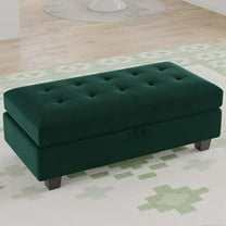 Belffin Storage Ottoman Bench Oversized Rectangular Ottoman with Storage Velvet Tufted Upholstered Footstool Ottoman Bench for Living Room Bedroom (Green)