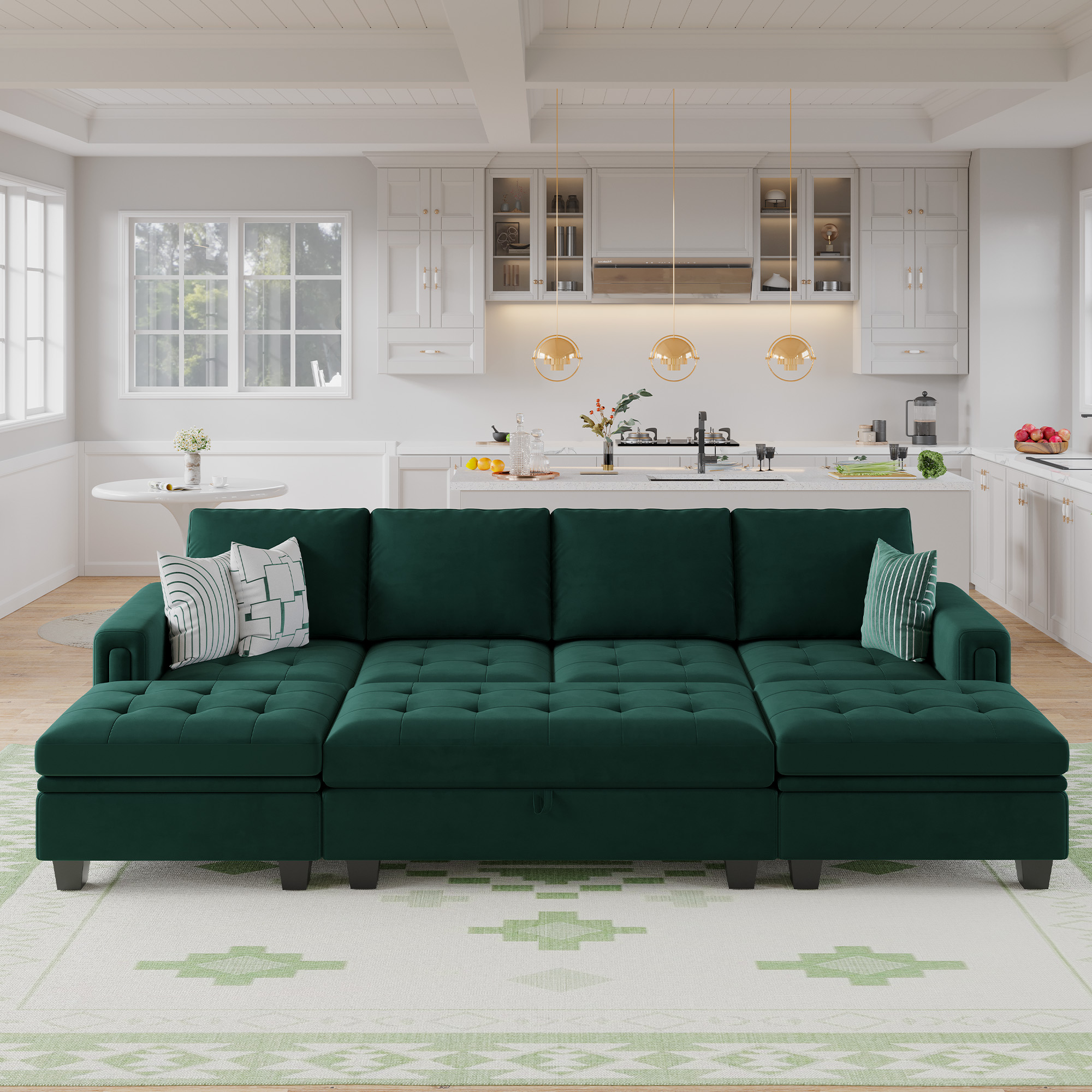 DHP Noah Sectional Sofa Bed with Storage and Twin Memory Foam Mattress