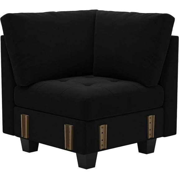 Belffin Velvet Corner Seat Module for Modular Sectional Sofa Couch Corner Sofa Couch Chair Black