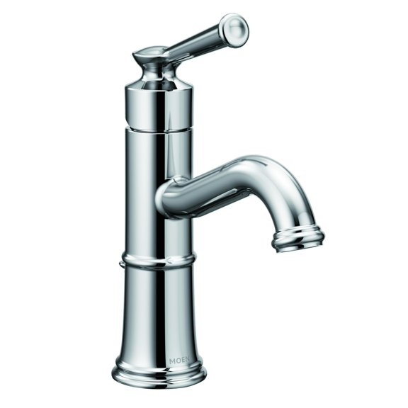 Moen Belfield Chrome One-Handle Bathroom Sink Faucet with Drain Assembly and Optional Deckplate