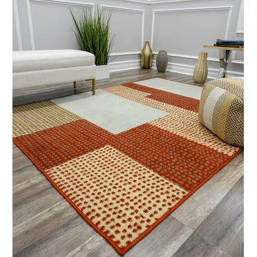 Belfort BM25B Venice Red abstract Contemporary beige Area Rug, 5'x7'