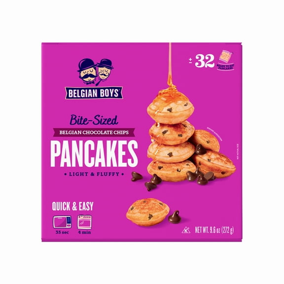 Belgian Boys Bite-Sized Belgian Chocolate Chip Pancakes, 32 Count (Refrigerated)