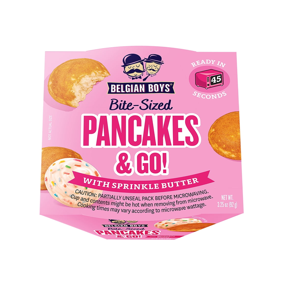 Belgian Boys Bite-Sized Pancakes & Go with Sprinkle Butter, 3.25oz Cup (Refrigerated)
