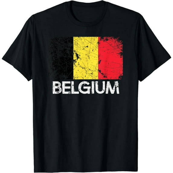 Belgian Flag T-Shirt | Vintage Made In Belgium Gift mens t shirt，black，women，funny，misfits，men，journey，t-shirt