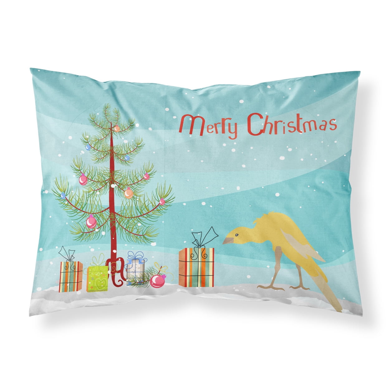 Belgian Hunchback Canary Merry Christmas Fabric Standard Pillowcase