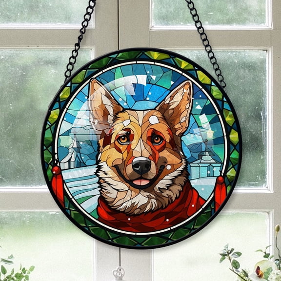 Belgian Laekenois Xmas Dog Ornament Christmas 2025 - Belgian Laekenois Dog Stained Glass Window Hanging, Dog SunCatcher Christmas Tree Decor, Dog, Christmas Keepsake