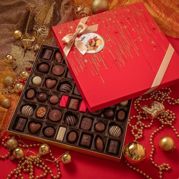 Belgian Luxury Chocolates 46 Ct Holiday Gift Set Box 20.1 OZ