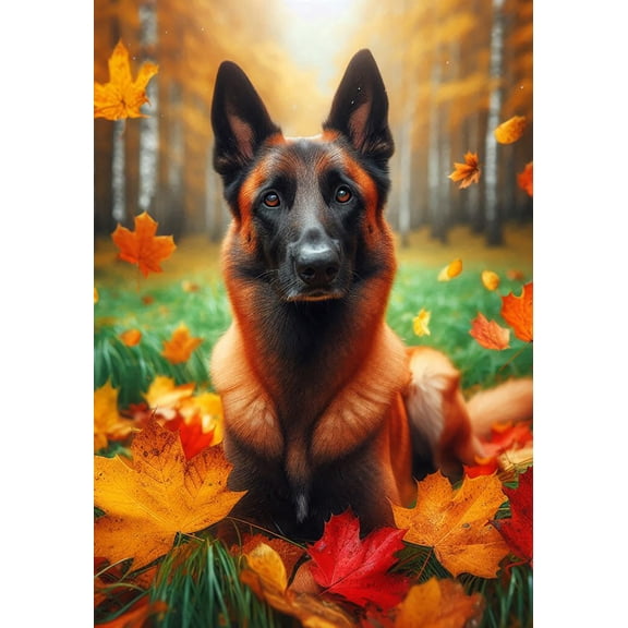 Belgian Malinois - Best of Breed DCR Falling Leaves Garden Flag 12" x 17"
