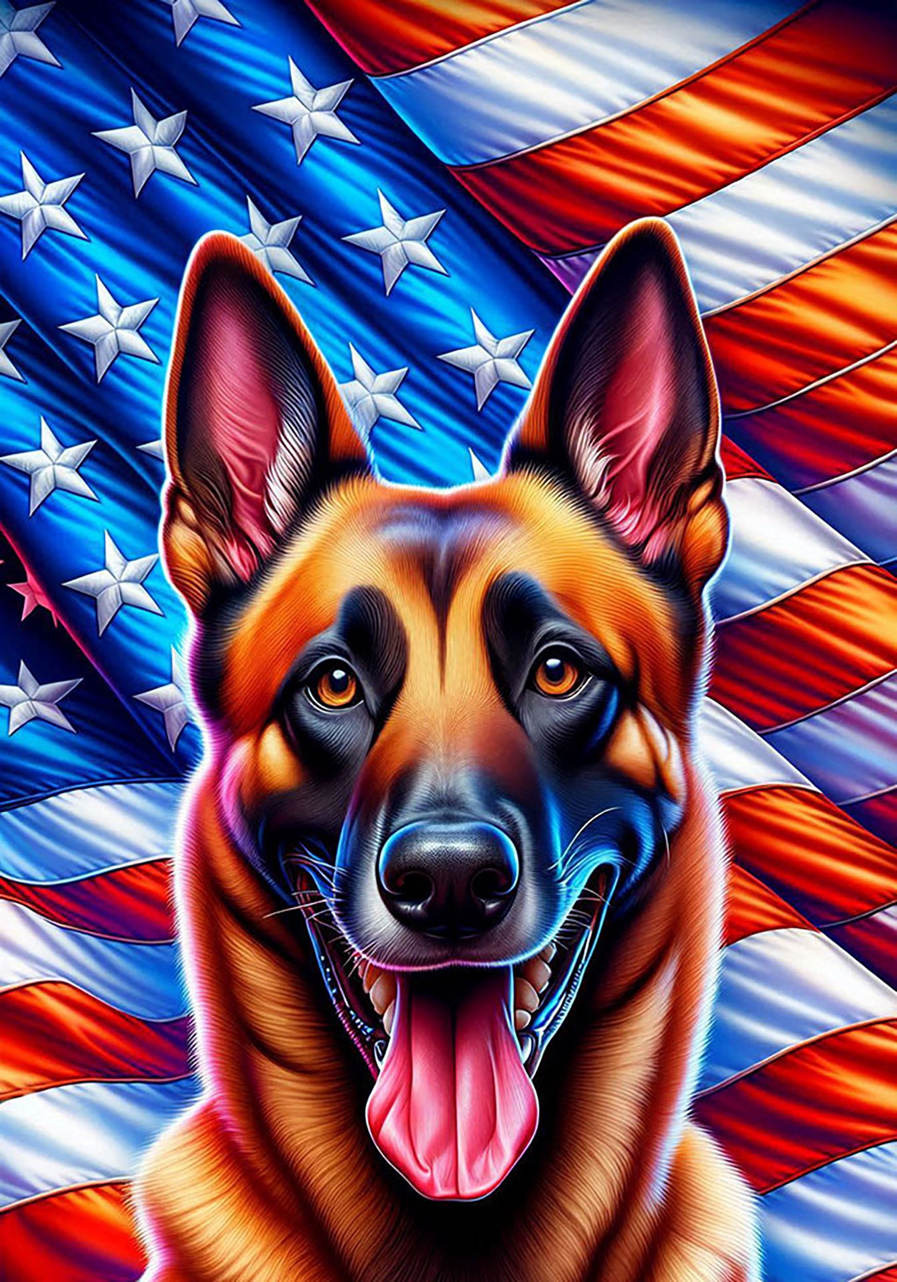Belgian Malinois - Best of Breed DCR Patriotic III Outdoor House Flag Mailbox Flag 28" x 40"