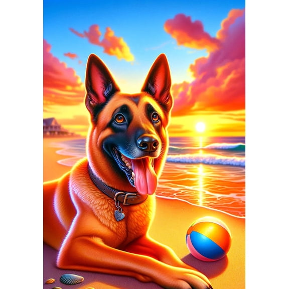 Belgian Malinois - Best of Breed DCR Summer Sunset Outdoor Garden Flag 12" x 17"
