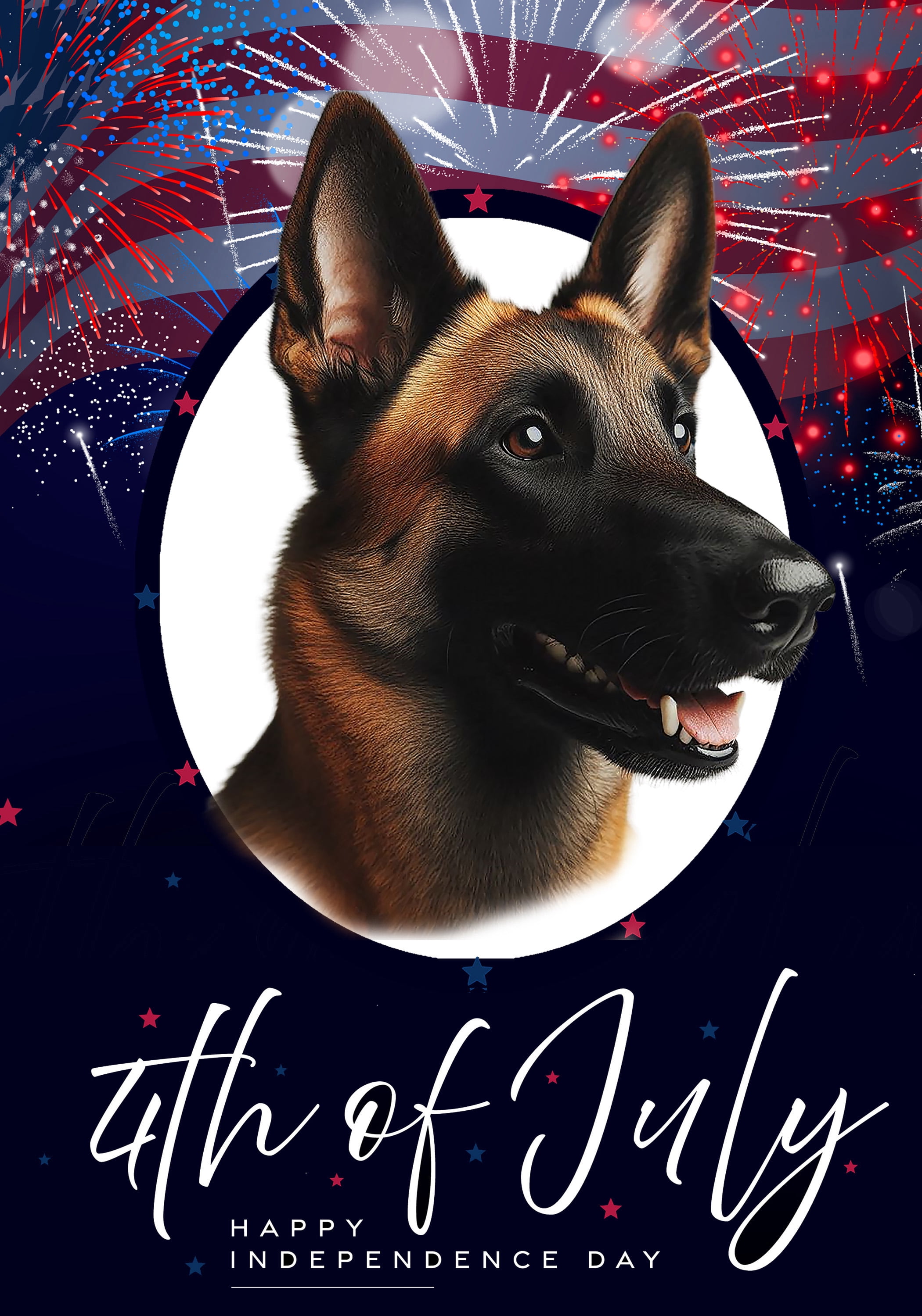 Belgian Malinois - Best of Breed Independence Day July 4th Fourth of July Outdoor House Flag 28" x 40" Mailbox Flag Dog Flags