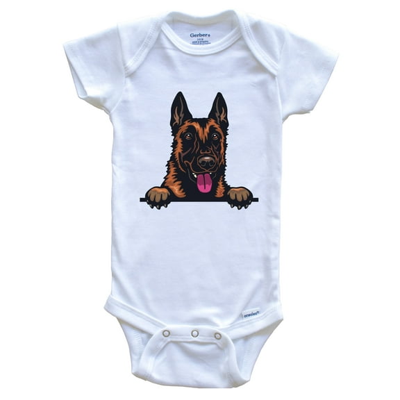 Belgian Malinois Dog Breed Cute Baby Bodysuit v2, 0-3 months white