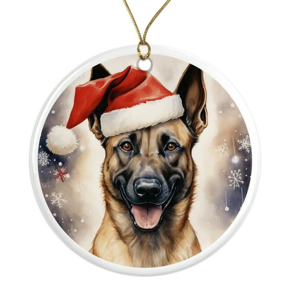 Belgian Malinois Dog Ornament - Pet Ornament for Christmas Tree - 3" Round Ceramic - Printed in USA - Puppy New Dog - Dog Mom - Dog Dad - Pet Owner - Xmas Decoration DOG022