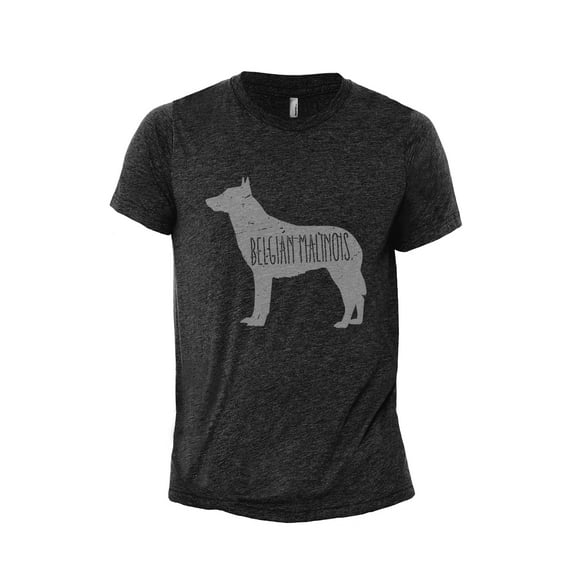 Belgian Malinois Dog Silhouette Men's Modern Fit Fun Casual T-Shirt Printed Graphic Tee Charcoal Grey Small