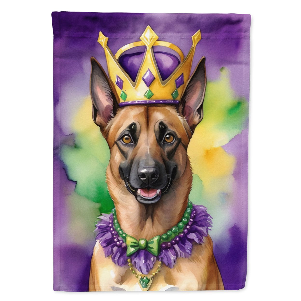 Belgian Malinois King of Mardi Gras Garden Flag 11.25 in x 15.5 in