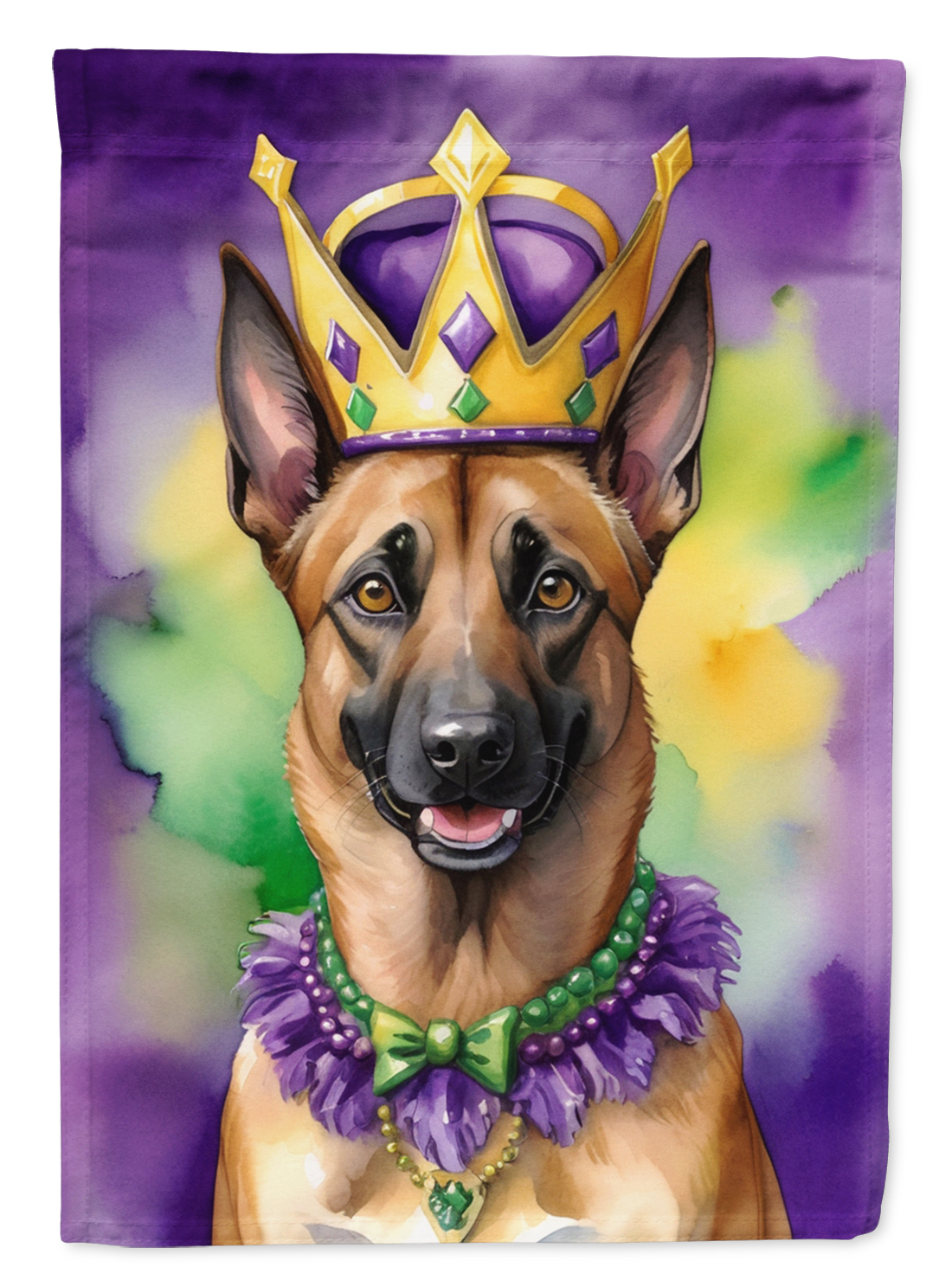 Belgian Malinois King of Mardi Gras House Flag 28 in x 40 in