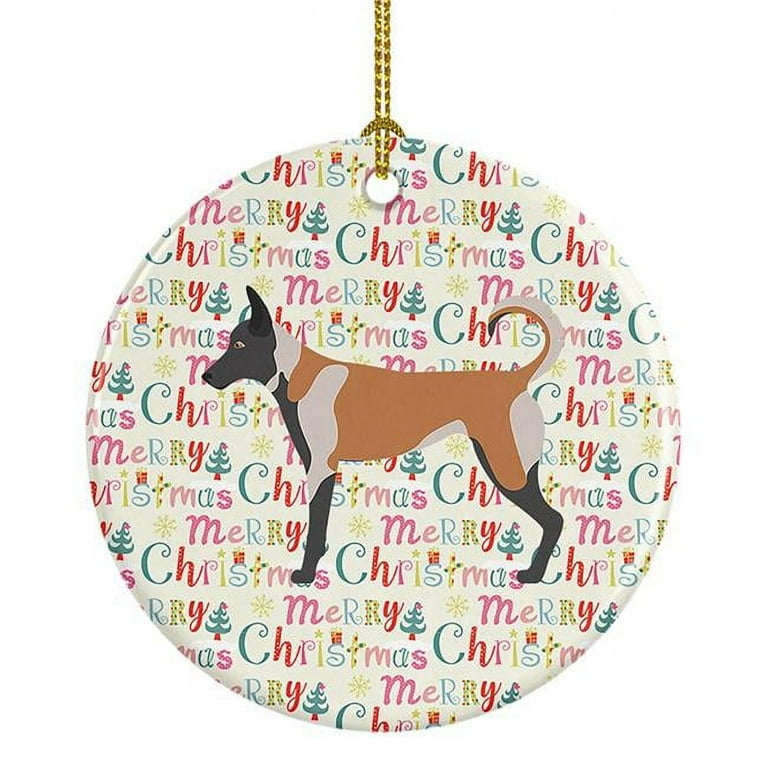 Belgian Malinois Merry Christmas Ceramic Ornament in x in