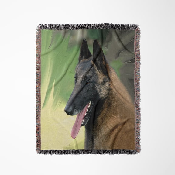 Belgian Malinois Portrait, Woven Blanket