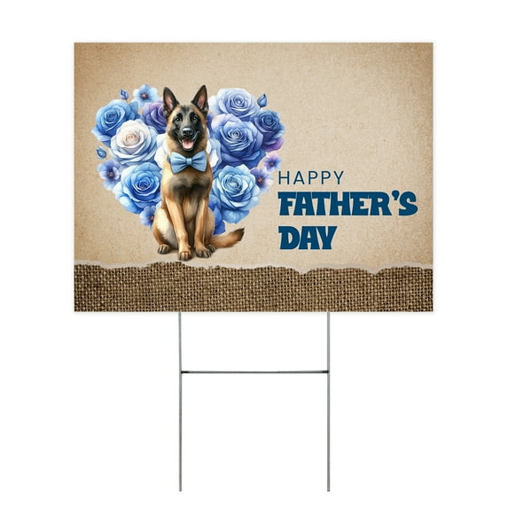 Belgian Malinois Proud Dad Happy Father's Day Yard Sign Sheepdog Dog Lover Gifts Outdoor Home Lawn Garden Porch Decor - 02008