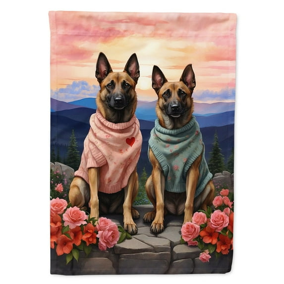 Belgian Malinois Two Hearts House Flag 28 in x 40 in