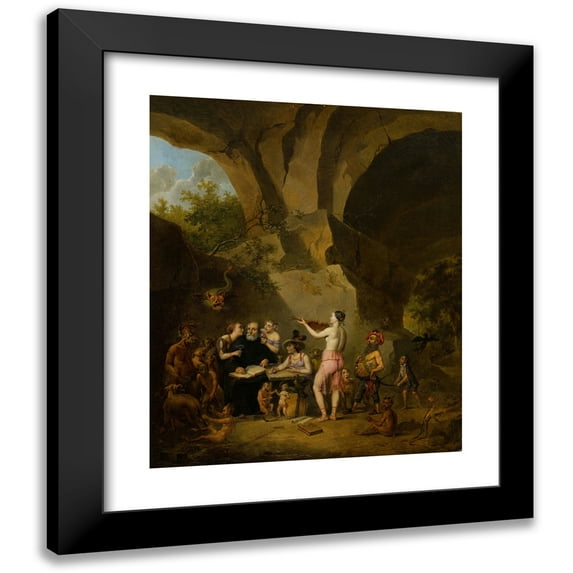 Belgian School 20x24 Black Modern Framed Museum Art Print Titled - The Temptation of St. Anthony (circa 1860s)