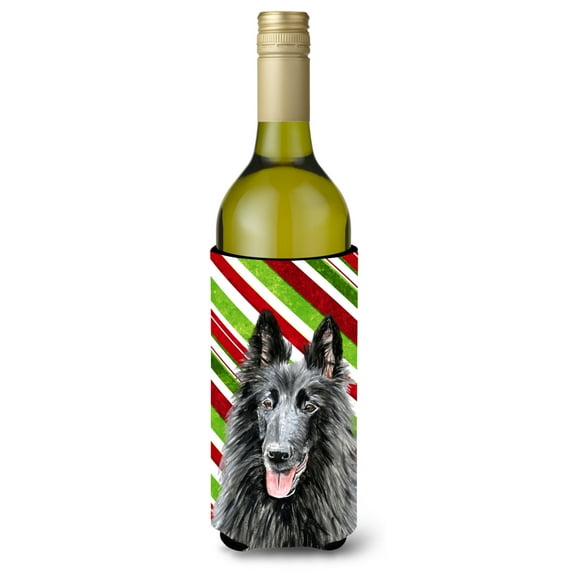 Belgian Sheepdog Candy Cane Holiday Christmas Wine Bottle Hugger