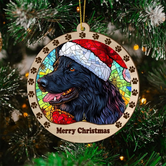 Belgian Sheepdog Christmas Dog Ornament, Belgian Sheepdog Dog Christmas GiftsBelgian Sheepdog Dog SunCatcher Christmas Gifts, Christmas Decor