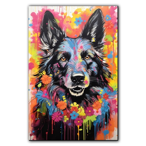 Belgian Sheepdog Dog Arts Canvas - Large Abstract Paintings Colorfull Wall Art Dog Decor Dog Room Decor Animal Wall Art Animal Canvas