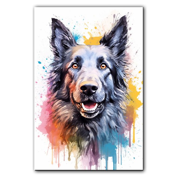 Belgian Sheepdog Dog Cat Portrait Watercolor Painting Custom Canvas/Framed Canvas Prints - Wall Art for Home Decoration, Memorial Gift for Pet Lovers Dog Moms, home decor living room