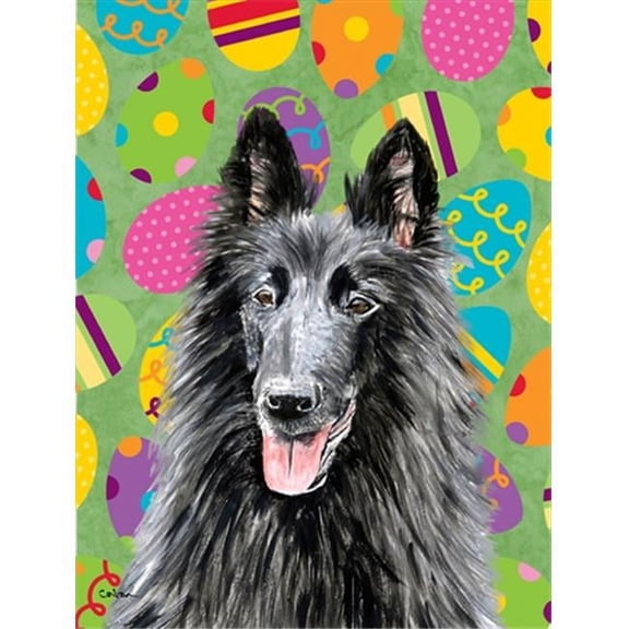 Belgian Sheepdog Easter Eggtravaganza House Size Canvas Flag