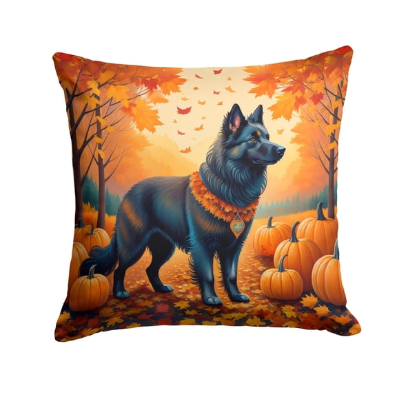 Belgian Sheepdog Fall Fabric Decorative Pillow 14 in x 14 in