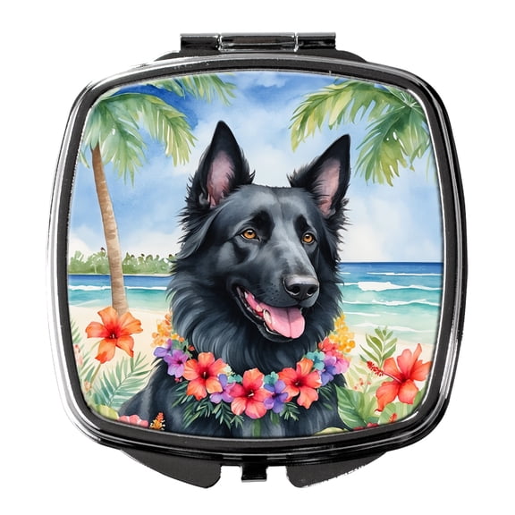 Belgian Sheepdog Luau Compact Mirror 2.75 in x 3 in
