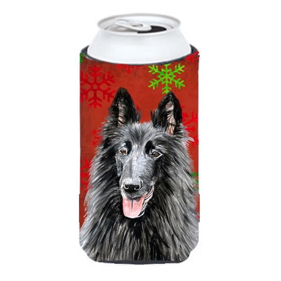 Belgian Sheepdog Snowflakes Holiday Christmas Tall Boy Hugger - 22 To 24 oz.