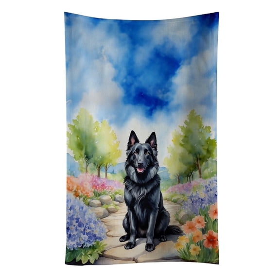 Belgian Sheepdog Spring Path Kitchen Towel