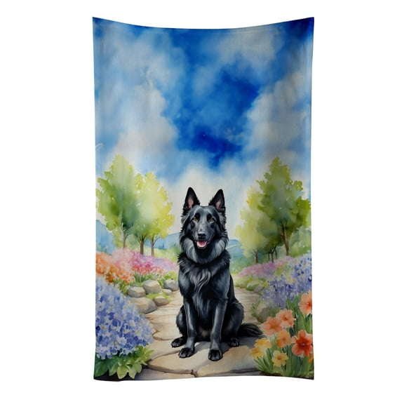 Belgian Sheepdog Spring Path Kitchen Towel