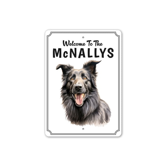 Belgian Sheepdog Welcome To Personalized Aluminum Metal Decor Sign - 10x14 inches