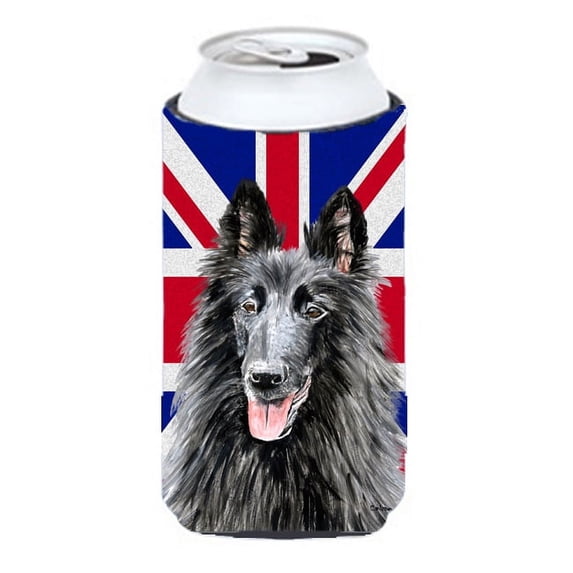 Belgian Sheepdog with English Union Jack British Flag Tall Boy Hugger