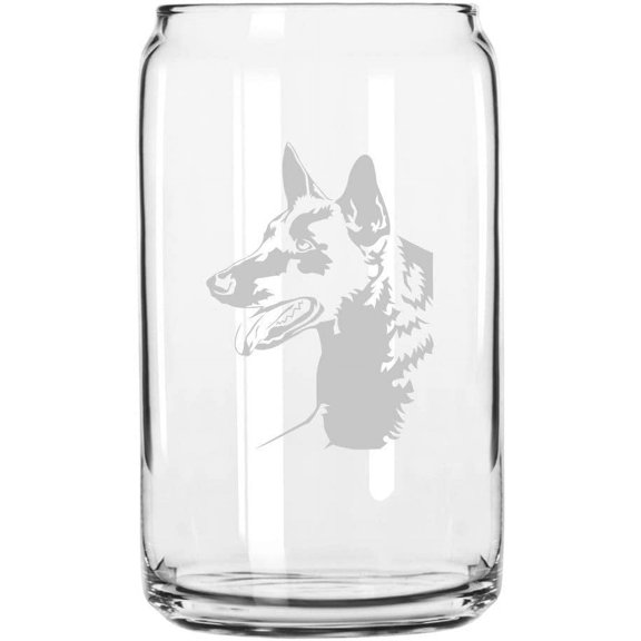 Belgian Shepherd Malinois Dog Themed Etched All Purpose 16oz Libbey Can Glass