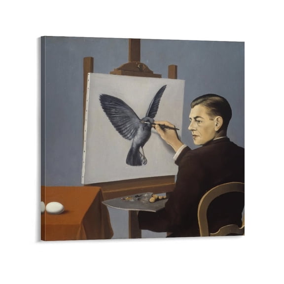 Belgian Surrealist Artist René Magritte La Clairvoyance Poster-denoise-denoise Picture Print Wall Art Poster Painting Canvas Posters Artworks Gift Room Aesthetic 20x20inch(50x50cm)