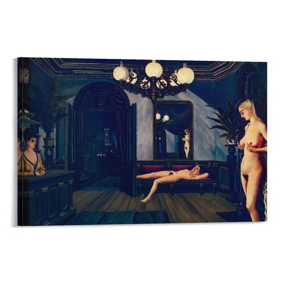 Belgian Surrealist Artists Paul Delvaux Night Train Poster Canvas Art Poster and Wall Art Picture Print Modern Family bedroom Decor Posters 12x18inch(30x45cm)