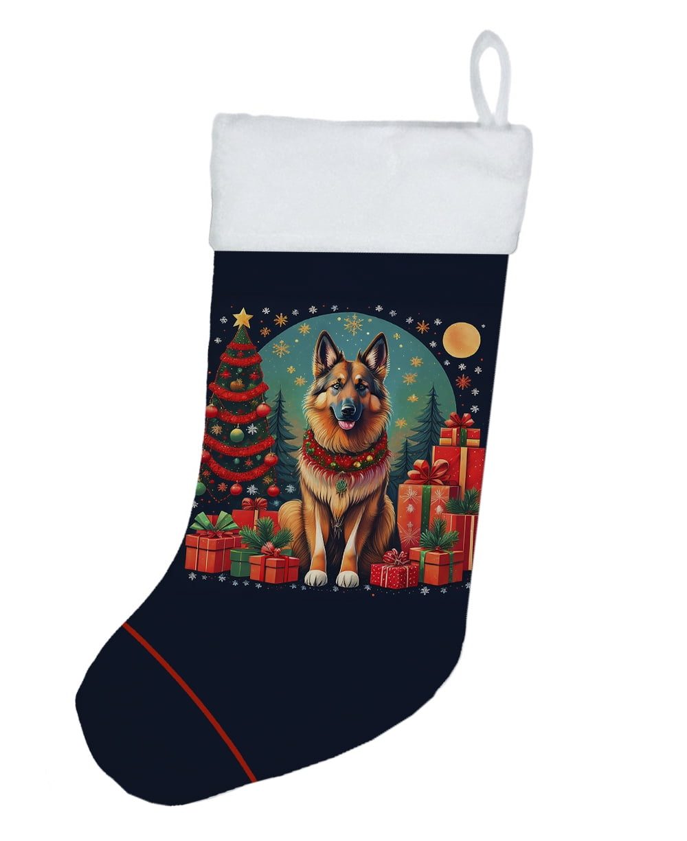 Belgian Tervuren Christmas Christmas Stocking 13.5 in x 18 in
